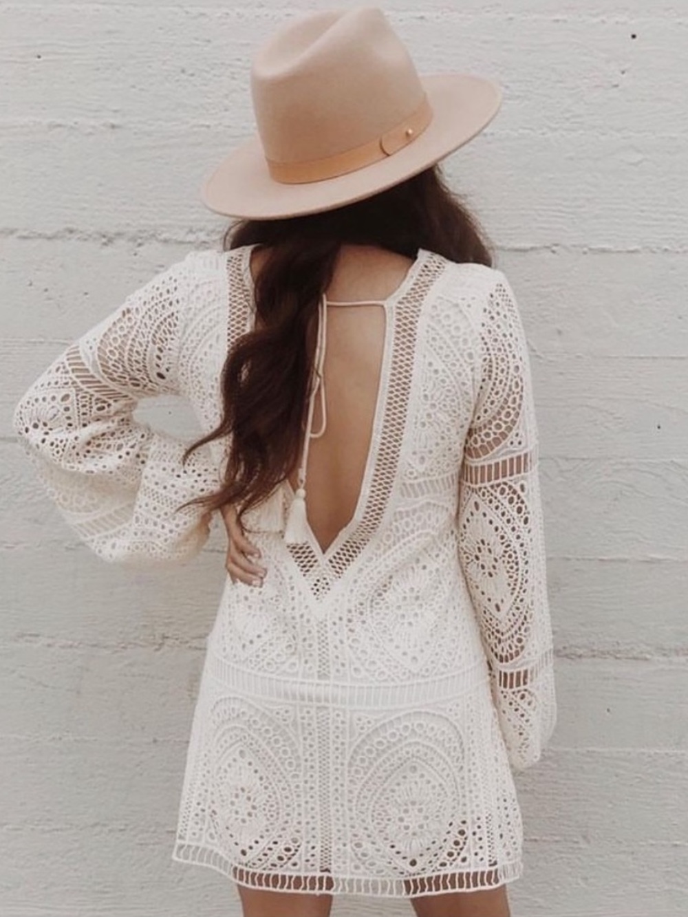 Jen's Pirate Booty Cream Crochet Backless Jasmine Mini Dress